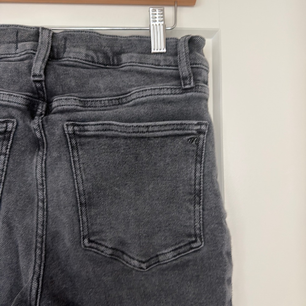 Madewell Kick Out Full Length Jeans Faded Black Raw Hem Side Slit 27